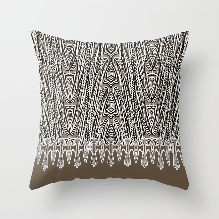 Dark Coffee Macramé Arrowhead Lace Pattern Throw Pillow