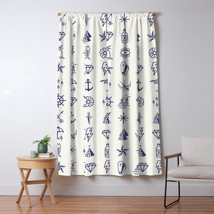 Uncle Knuckles Navy On Off White Blackout Curtain By