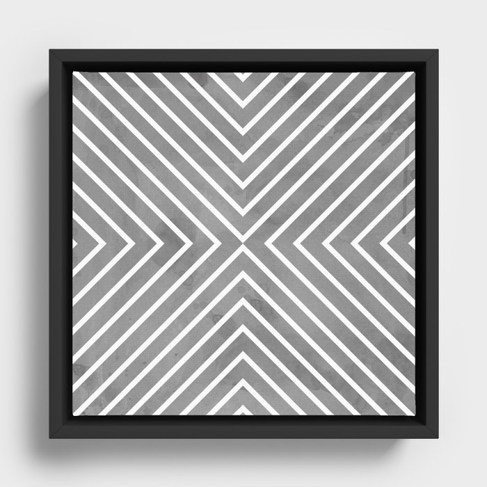 Stripes in Grey Framed Canvas