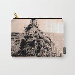 Conquering Cajon Carry-All Pouch | Oldstyle, Passengertrain, Locomotive, Black, 1940S, Train, Santefe, Illustration, Digital, Graphite 