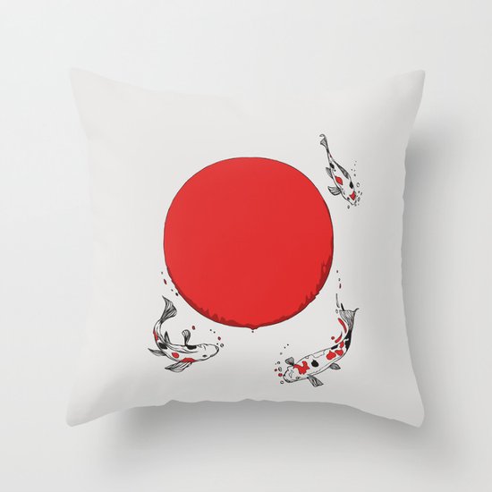 Koi and Sun Throw Pillow