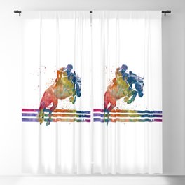 woman rides a horse in watercolor Blackout Curtain