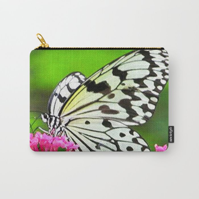 Butterfly and Pink Flowers Carry-All Pouch