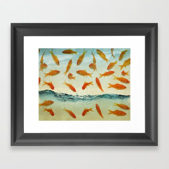raining gold fish Framed Art Print