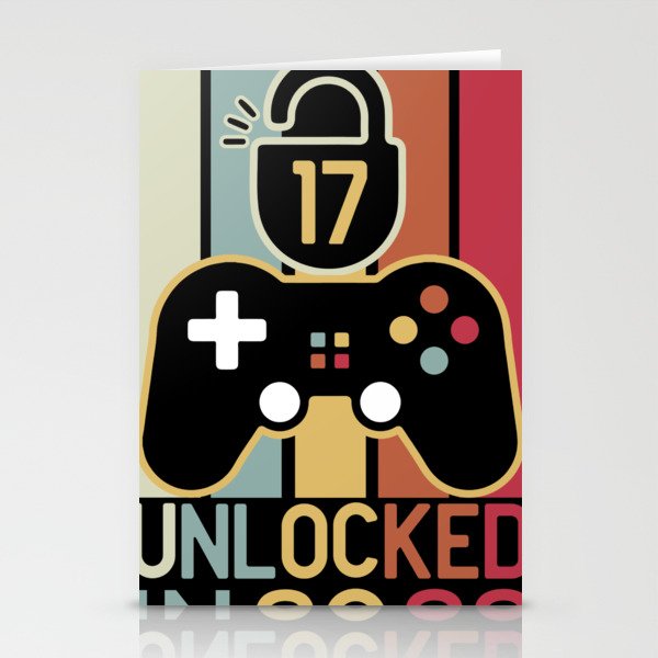 Level 17 unlocked in 2022 17th birthday gamer gift Stationery Cards