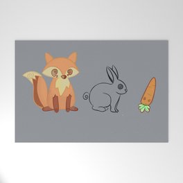 Circle of Life - Fox Bunny Carrot - Minimalistic art Welcome Mat