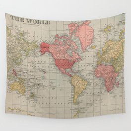 Vintage Map of The World (1907) Wall Tapestry
