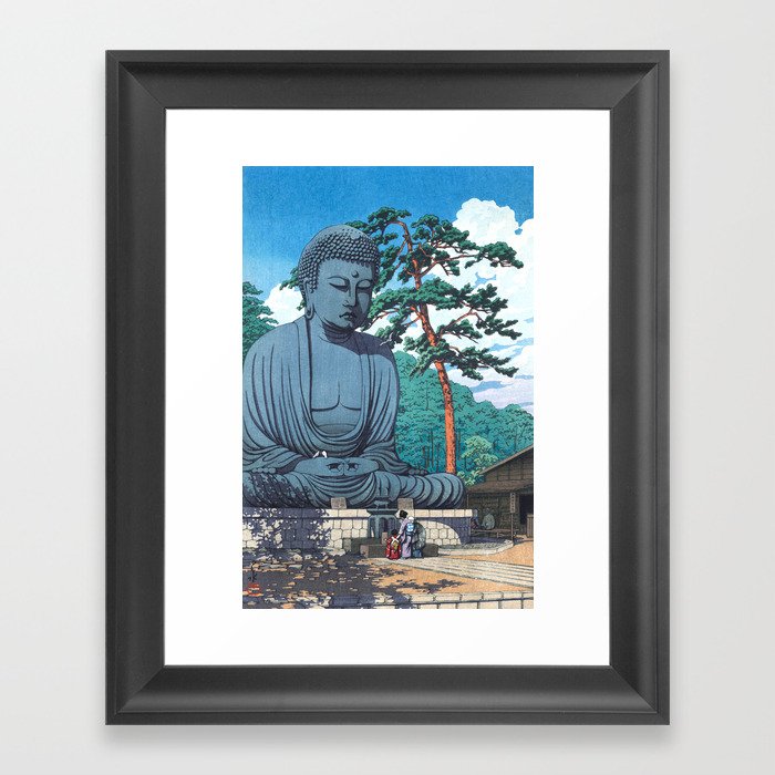 The Great Buddha At Kamakura - Vintage Japanese Woodblock Print Art Framed Art Print
