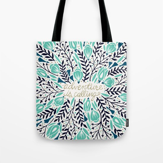 Adventure is Calling – Navy & Mint Palette Tote Bag