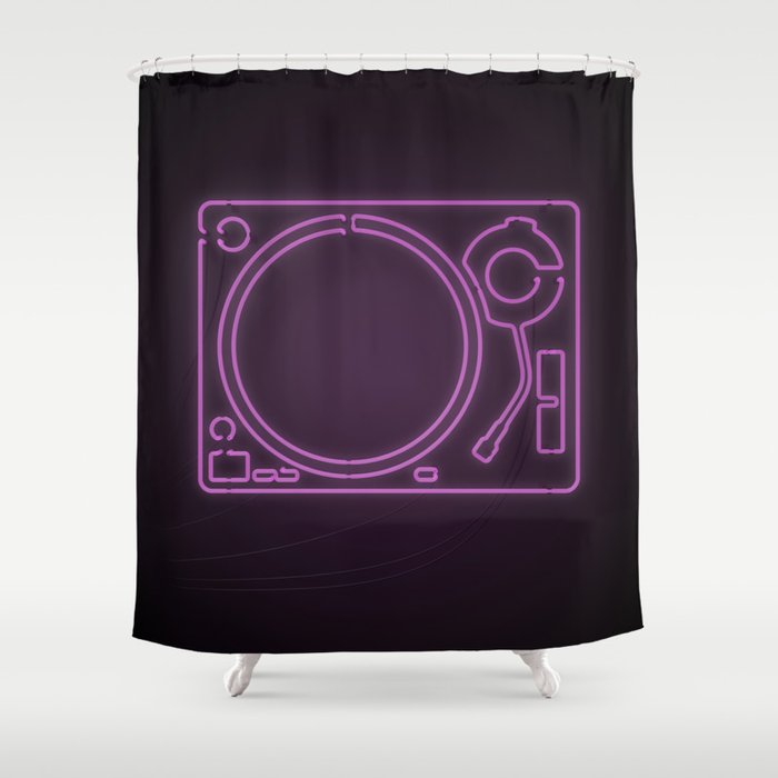 Neon Turntable 1 - 3D Art Shower Curtain