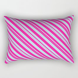 [ Thumbnail: Deep Pink & Powder Blue Colored Striped Pattern Rectangular Pillow ]