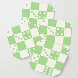 Checkered Dice Pattern (Creamy Milk & Spring Green Color Palette) Coaster