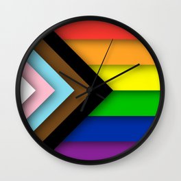 Progress Pride Flag Wall Clock | Newprideflag, Rainbow, Flag, Pride, Progress, Progresspride, Gay, Digital, Lgbtq, Graphicdesign 