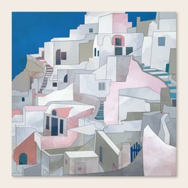 greece houses santorini Canvas Print