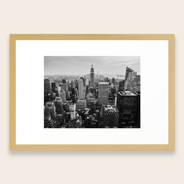Black White Nyc Skyline Framed Art Print By Lenamirisola Society6
