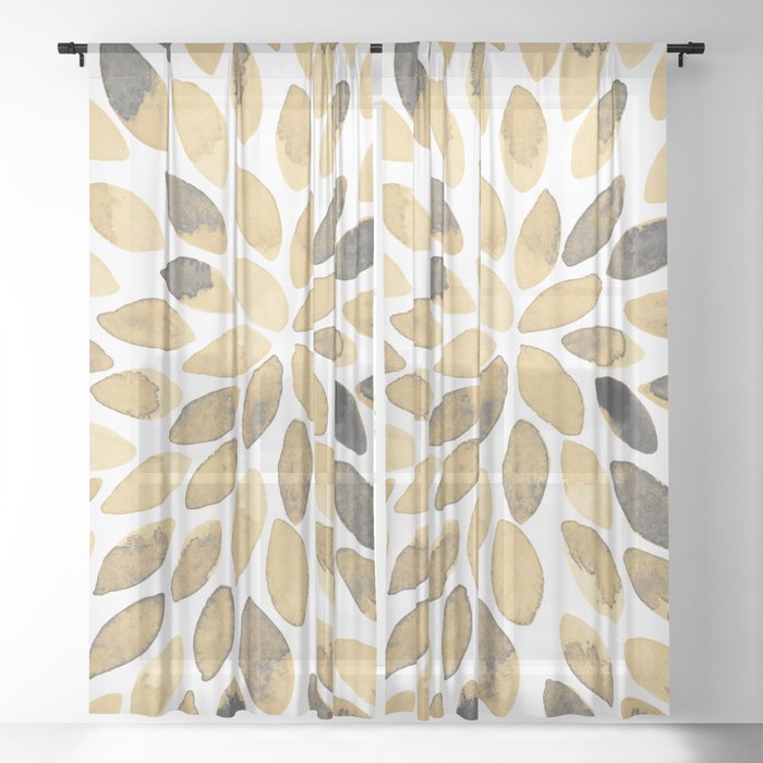 Watercolor brush strokes - neutral Sheer Curtain