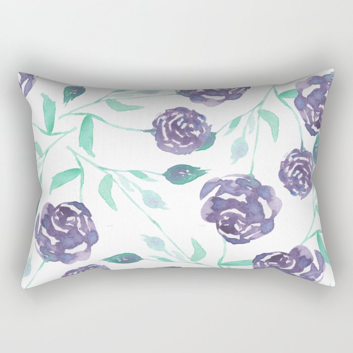 Purple Rose Bush Rectangular Pillow