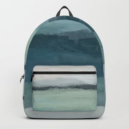 Sea Levels - Seafoam Green Mint Navy Blue Abstract Ocean Art Painting Backpack | Bedroomart, Portrait, Modern, Oil, Stylish, Serene, Ocean, Digital, Abstract, Brushstrokes 