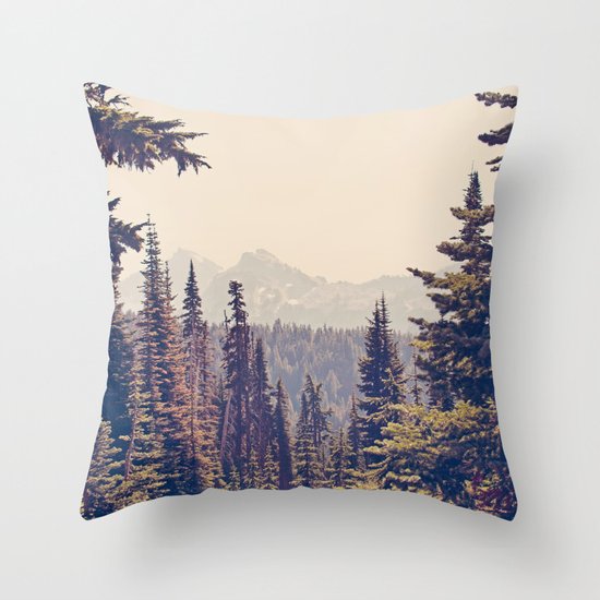 Mountains through the Trees Throw Pillow
