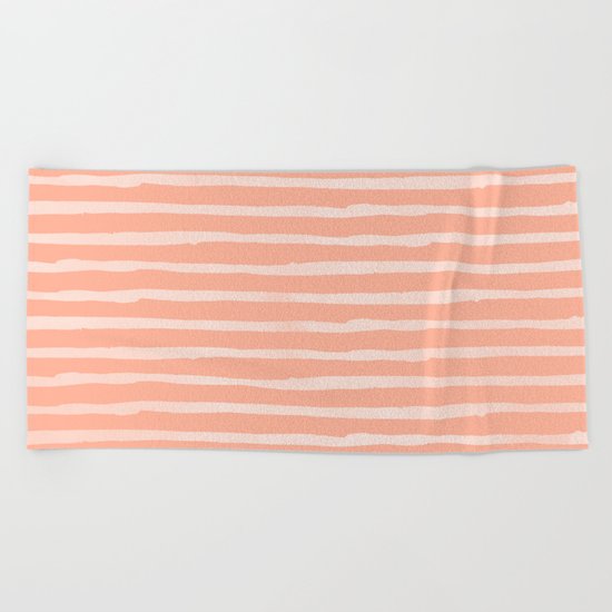 Sweet Life Thin Stripes Peach Coral Pink Beach Towel