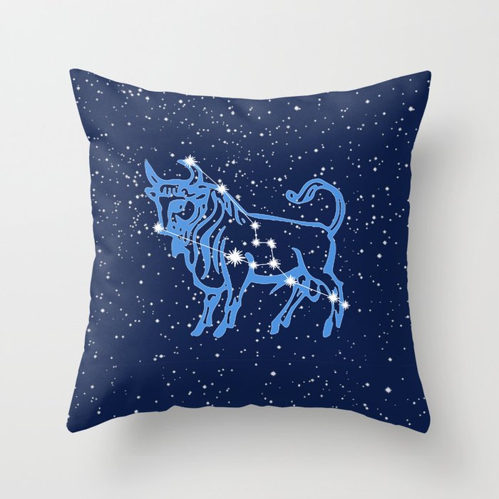 Taurus Constellation and Zodiac Sign with Stars Throw Pillow