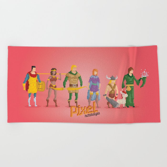 Dungeons and Dragons - Pixel Nostalgia Beach Towel