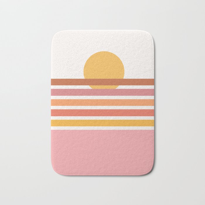 Pink and orange geometric summer Bath Mat