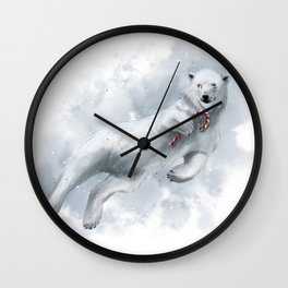 polar bear with candy cane Wall Clock