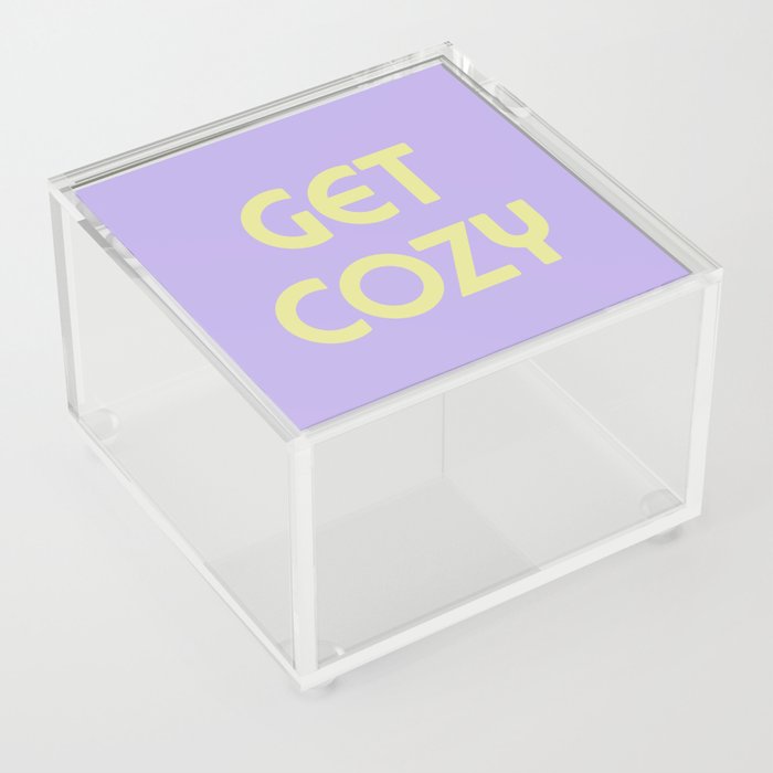 Get Cozy, Lavender and Lime Green Acrylic Box