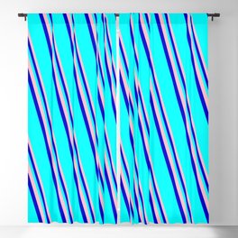 [ Thumbnail: Pink, Blue, and Cyan Colored Lines Pattern Blackout Curtain ]