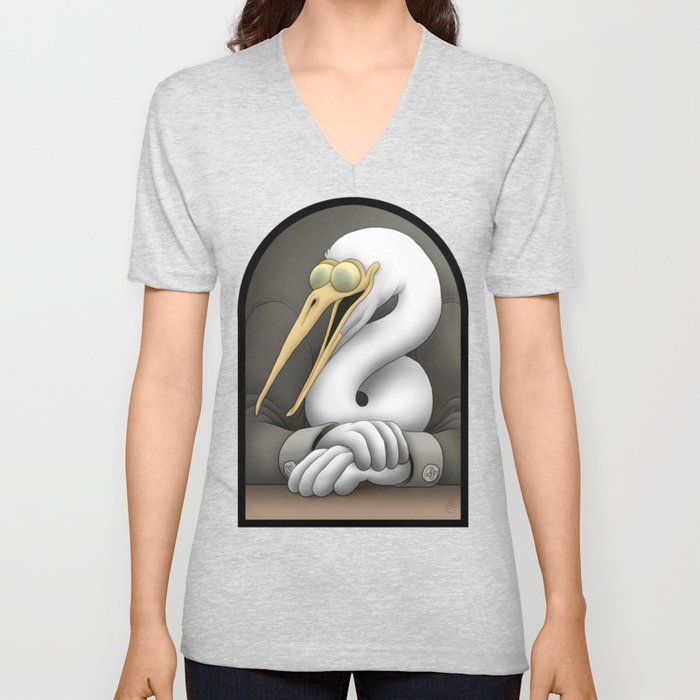 Egret V Neck T Shirt