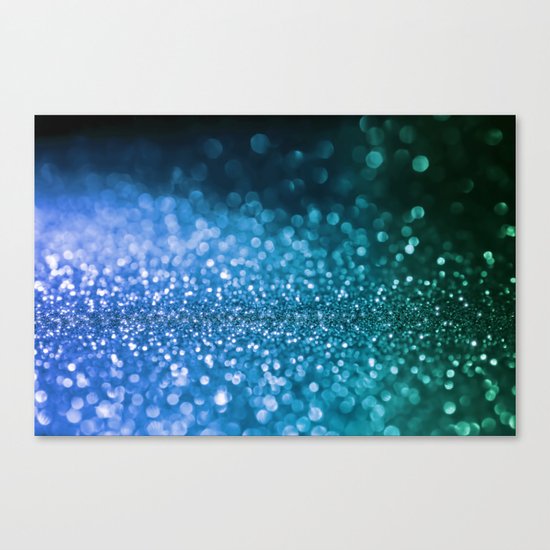 Foam on the sea - Blue glitter effect texture Canvas Print