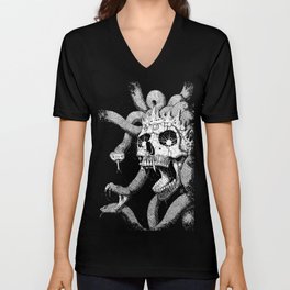 Medusa Skull V Neck T Shirt