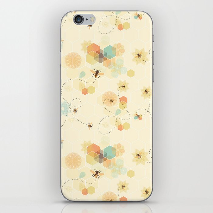 Busy bee textile pattern iPhone Skin