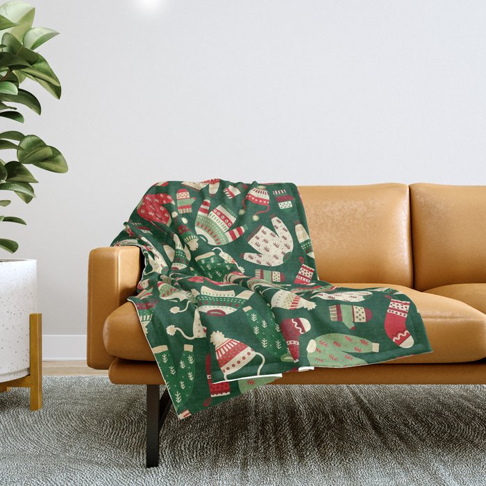 Ugly Christmas Fashion red green white Throw Blanket