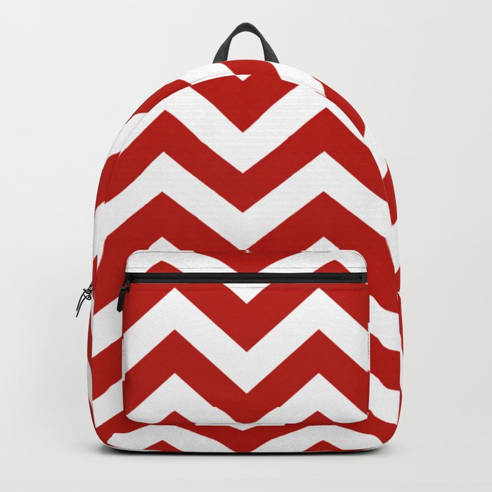 International orange (engineering) - red color - Zigzag Chevron Pattern Backpack
