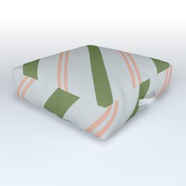 Late Sesh Green Pink Silver Grey Stripes Pattern Outdoor Floor Cushion