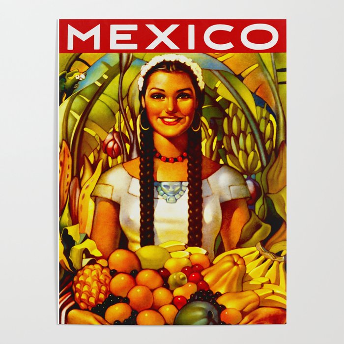 Vintage Bountiful Mexico Travel Poster