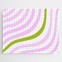 Pastel Pink and Green Stripes Jigsaw Puzzle