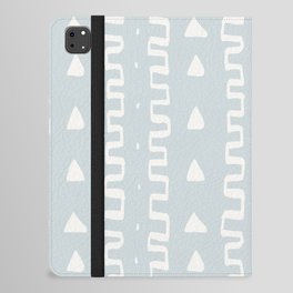 Merit Mud Cloth Light Blue and White Triangle Pattern iPad Folio Case
