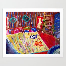 Cats on a Bed in Acrylic Art Print