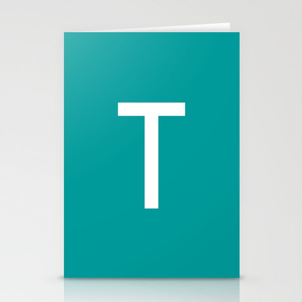 LETTER T (WHITE-TEAL) Stationery Cards