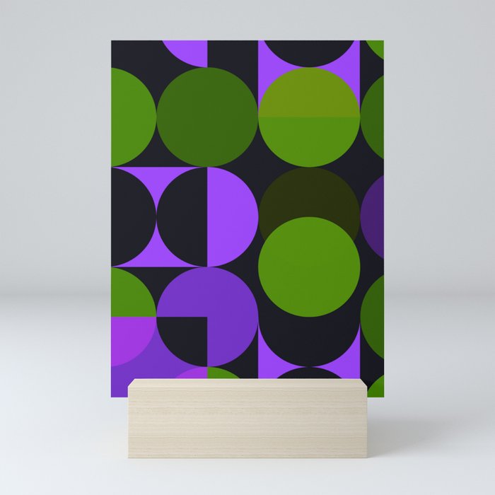 Soft Purple and Green Geometric Patterns  Mini Art Print
