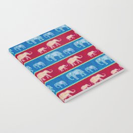 Bright Velvet Elephants on Red and Blue Stripes Notebook