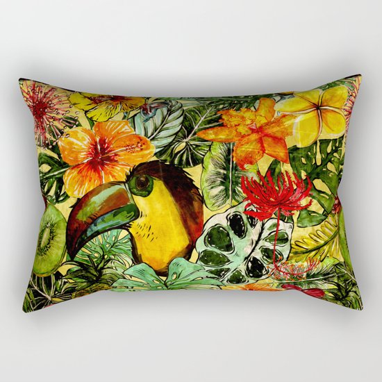 Tropical Vintage Exotic Jungle Flower Flowers - Floral watercolor pattern on #Society6 Rectangular Pillow