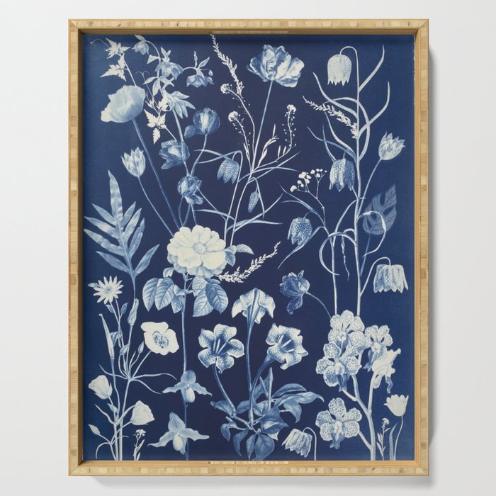 Cyanotype Painting (Roses, Orchids, Tulips, Fern, Fritillarias, etc) Serving Tray