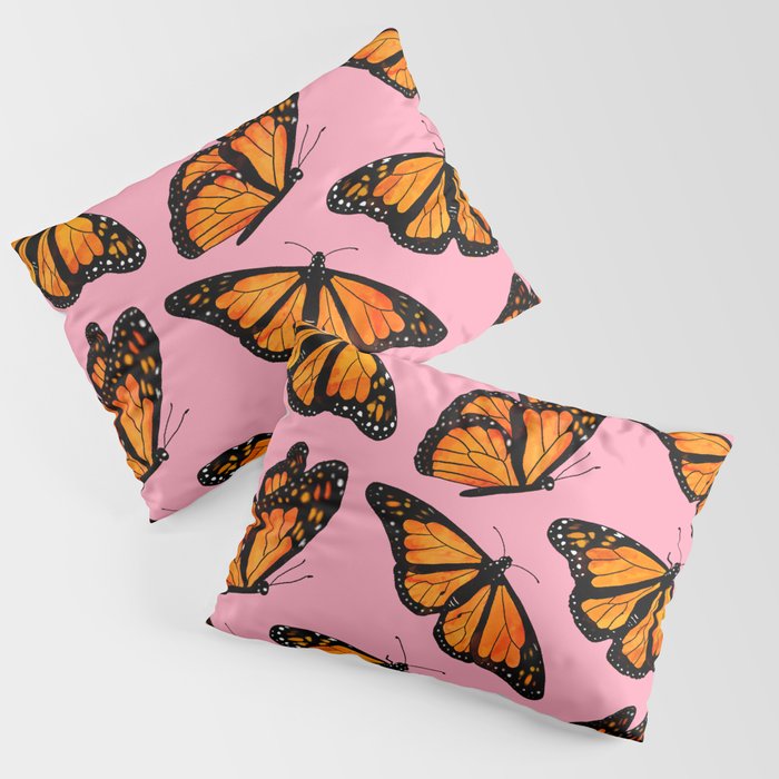 Monarch Butterfly Pattern-Pink Pillow Sham