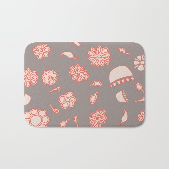 floral black and red Bath Mat