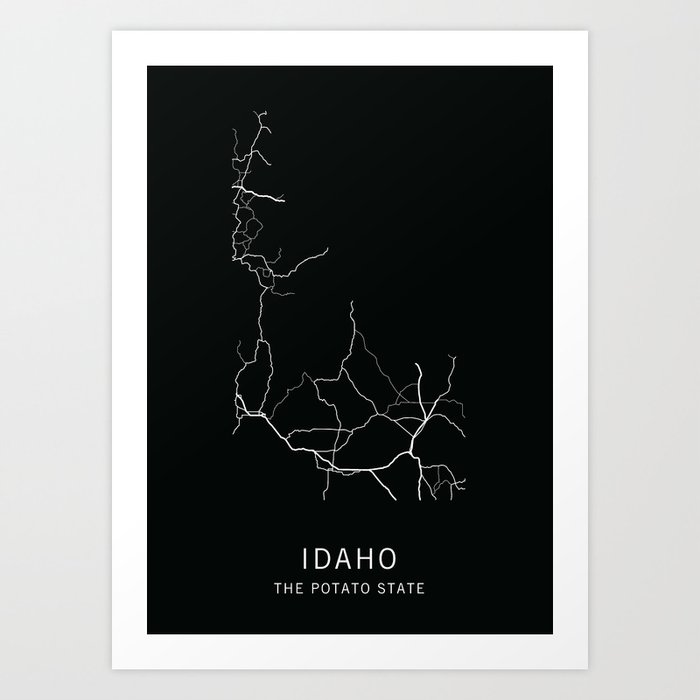 Idaho State Road Map Art Print