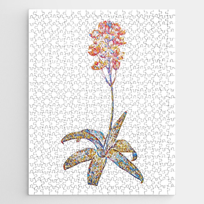 Floral Sun Star Mosaic on White Jigsaw Puzzle